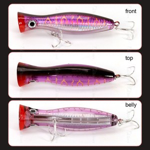 Leurre de pêche en plastique pour eau de surface 43g 120mm, Popper, Crankbait, Leurre dur artificiel avec hameçon pour Black-bass, Perche, Truite, Requin, en eau salée et en rivière - Product Image 3