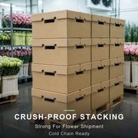 Boîte en carton kraft ciré anti-écrasement pour le transport en chaîne du froid des fleurs fraîches coupées, carton d'expédition floral à humidité contrôlée