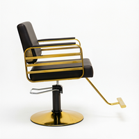 Fauteuil de Barbier en Cuir Noir et Or, Hydraulique, Inclinable, Pivotant à 360 Degrés, pour Salon de Coiffure, OEM ODM Personnalisé