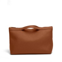 Sac de Mahjong OEM en cuir pleine fleur marron, avec coutures durables, ensemble complet de 160 tuiles, fermeture éclair et poignées intégrées
