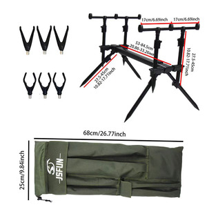 JSFUN-Soporte retráctil ajustable para caña de pescar de carpa, soporte de <span class=keywords><strong>3</strong></span> cabezales, soporte de aluminio para caña de pescar en Lagos - Product Image 2