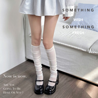 Printemps été Tulle mollet tas chaussettes ruban rayé glace soie blanc sur le genou Ultra-mince Transparent Polka mi-mollet chaussettes