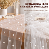 Chemin de table en tulle blanc perlé YM Wholesale, tissu en maille transparente pour la décoration de table de réception de mariage, de douche nuptiale et de banquet