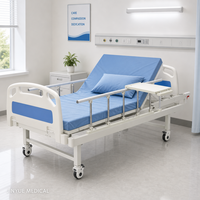 Lit médical manuel à 2 manivelles avec tête de lit ABS à clipser, sommier à lattes, barre anti-pincement en aluminium à couverture intégrale, charge maximale 170 kg