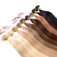 Extensions de cheveux à trame plate, cheveux humains lisses