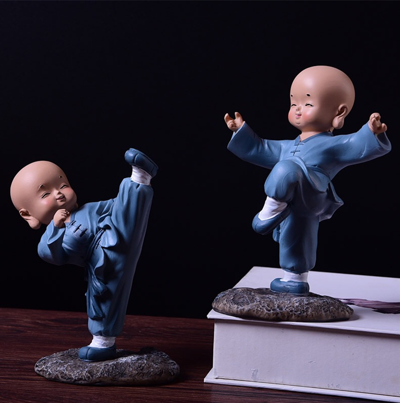 樹脂中国カンフーモンク置物赤ちゃんかわいい小さなモンク像少林寺