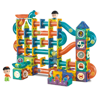 Jeu de construction magnétique lumineux, circuit de billes, jeu éducatif STEM, ensemble de tuiles magnétiques DIY, cadeau amusant pour anniversaire ou vacances