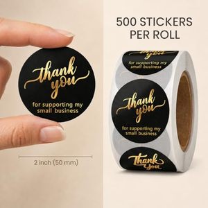 2 Inch Round Black Gold Foil Stickers 500 Pcs Waterproof Self Adhesive <b>Labels</b> For Small Business <b>Packaging</b> Envelope Bag Box Seal - Product Image 2