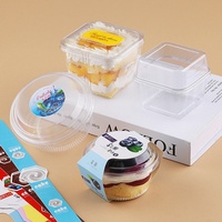 Boîte d'emballage alimentaire carrée transparente pour mousse, crème, pudding aux fruits, gâteau aux fruits, crème glacée, en plastique PET