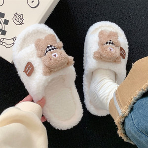 XIXITIAO <span class=keywords><strong>ciabatte</strong></span> bianche da letto pantofola soffice orso da donna scivola da donna carina <span class=keywords><strong>casa</strong></span> d'inverno pantofole di cotone peluche 2024 per le ragazze - Product Image 5
