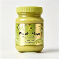 Étiquettes de bouteilles de wasabi et de mayonnaise Haoxuan OEM, autocollants adhésifs imperméables imprimés UV sur PET pour l'emballage de sauces