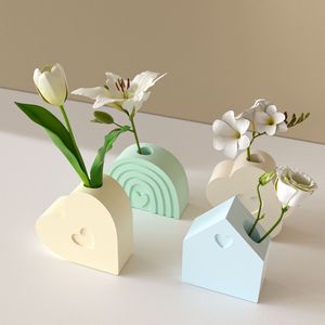Herz-Blumen-Regenbogen-Bogen-Vasen-Silikonform DIY Gips-Harz-Dekorative Pflanzgefäßform - Product Image 3