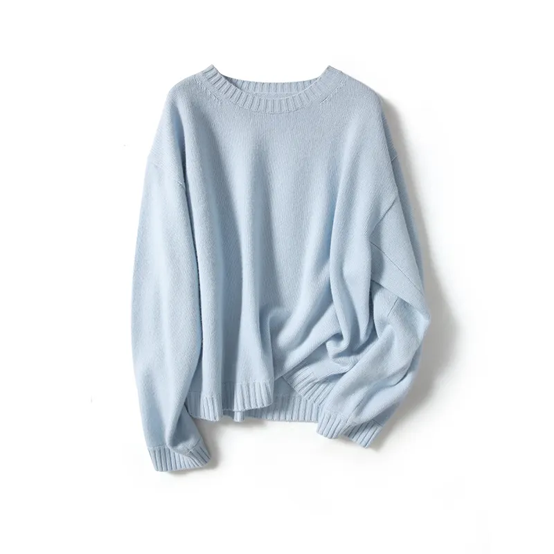 100% Cashmere Crew Neck Sweater Designs For Women Knitted Sweaters