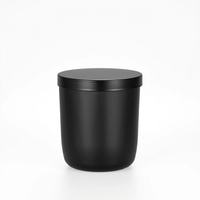 Pot à bougie cylindrique en verre transparent blanc et noir givré de style Cambridge de 10 oz, décoration d'intérieur avec couvercle en métal pour la fabrication de bougies