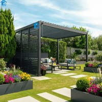 Sweet Home Freistehende Aluminium-Pergola für den Außenbereich, Robuste Motorisierte Lamellenpergola mit Einziehbarem Dach, Wasserdichter Pavillon, Einfach zu Montieren
