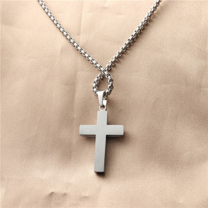Men's Stainless Steel <b>Cross</b> Pendant Necklace Geometric Hollow Design Punk Style 12009 - Product Image 2