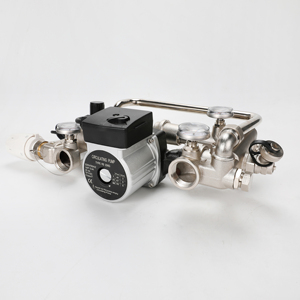 Centre de mixage pour chauffage par le sol intégré, système de mixage en laiton, pompe de circulation pour système de chauffage avec thermostat et manomètres - Product Image 3
