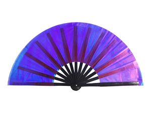 Abanico Plegable de Bambú y PVC de Alta Calidad, Holográfico, Iridiscente y Reflectante, Personalizado para Fiestas Rave, Bodas y Eventos - Product Image 5