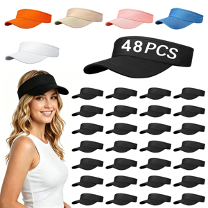 Visières noires pour femmes et hommes, casquettes de sport, de tennis, de course, réglables, pour la plage, visières solaires pour femme - Product Image 1
