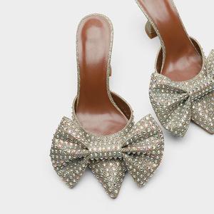 2024 Women High Heel Bowknot <strong>Slippers</strong> <strong>Ladies</strong> Rhinestone Sequins Fashion <strong>Slippers</strong> <strong>Mules</strong> - Product Image 1