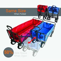 Chariot utilitaire pliable et extensible en métal rouge pour extérieur, chariot de jardin pliable, chariot de plage pliable, chariot de camping