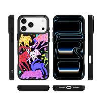 Coque de téléphone AG Feeling Black Edge avec motif chien fluorescent doré pour iPhone 17, 17 Pro Max, 16 Pro, 15, 15 Pro Max, 15 Pro, 14 Pro Max – Coque magnétique