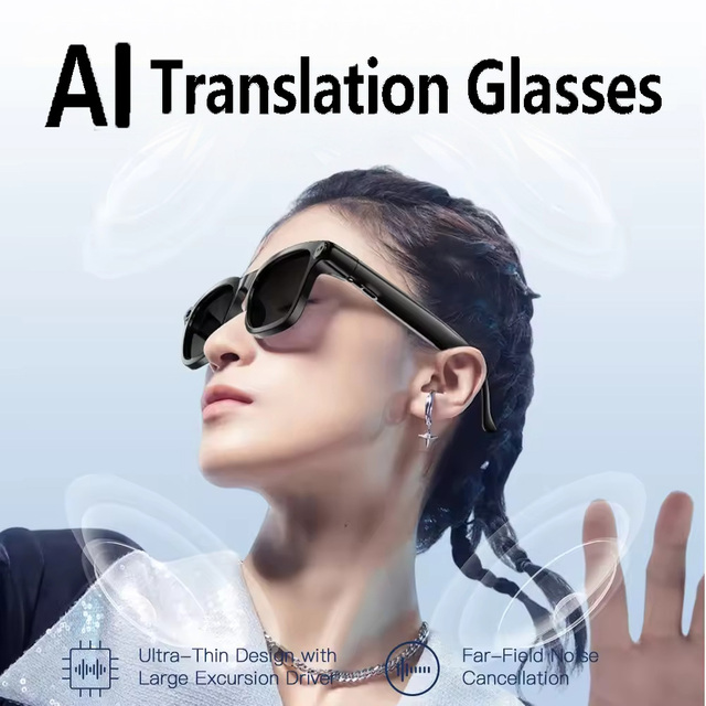 Wearable M08 800W  Camera IP65 Video Recording Ai Translation Sunglasses Photos BT Audio Call Outdoor Sports Smart Glasses