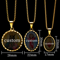 Pendentif personnalisé en acier inoxydable, croix, Vierge Marie, Jésus, Madone noire, collier étincelant pour hommes et femmes, mode chrétienne