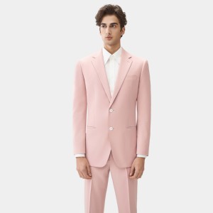 ชุดสูทผู้ชายทรงสลิมฟิตสีชมพูซากุระ ผลิตจากผ้าผสมโพลีเอสเตอร์และวิสโคส ยืดได้ ปกแบบนอตช์ เหมาะสำหรับงานแต่งงานและงานปาร์ตี้ - Product Image 1