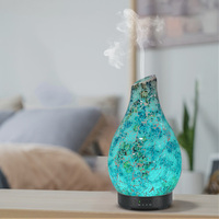 Humidificateur ultrasonique turc en verre mosaïque de 200 ml, lampe de table, diffuseur d'huiles essentielles avec 7 modes d'éclairage LED couleur, veilleuse
