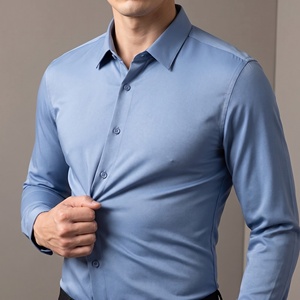 Camicia da Uomo in Misto Seta di Gelso ODM, Elasticizzata, Antipiega, a Maniche Lunghe, per Ufficio e Occasioni Formali - Product Image 1