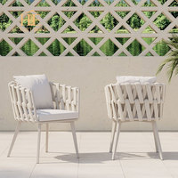 Tables et chaises de patio d'extérieur en teck tressé résistant à l'eau et aux rayons UV, ensemble de jardin moderne, directement de l'usine
