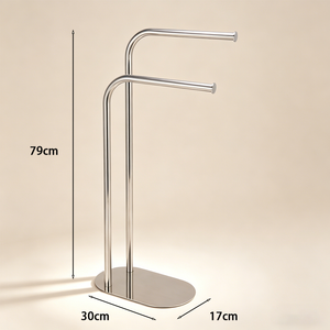 Portasciugamani singolo da bagno antiscivolo a doppia barra, autoportante, in acciaio inossidabile, rotondo - Product Image 4