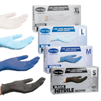Gants jetables en nitrile bleu sans poudre avec logo personnalisé, 100 pièces/boîte, gants en nitrile de qualité supérieure avec couleur bleue