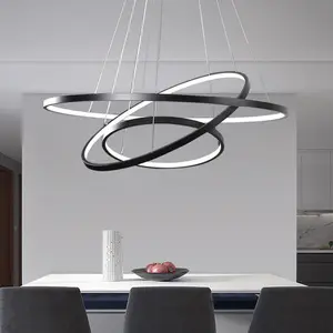 De gros lampe led pour le salon-Plafonnier LED blanc au design moderne composé d'anneaux, luminaire décoratif de plafond, éclairage d'intérieur, idéal pour un salon ou une salle à manger, nouveau modèle de