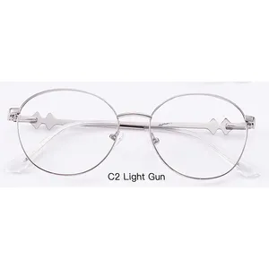 2024 New Arrival Popular Style Young Ladies Girl Round Shape Metal Frame Optical Anti Blue Light Glasses