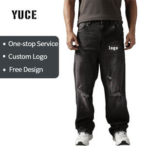 Proveedor Directo, <span class=keywords><strong>Jeans</strong></span> de Mezclilla de Pierna Ancha Personalizados para <span class=keywords><strong>Hombre</strong></span>, Estilo Vintage Desgastado, Pantalones de Mezclilla Hip Hop para <span class=keywords><strong>Hombre</strong></span> - Product Image 2