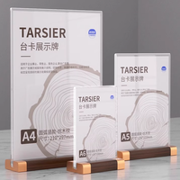 Support de Table Personnalisé en Acrylique avec Base en Bois pour Affiches et Panneaux – Présentoir en A pour Restaurants, Hôtels, Cafés – Affichage de Menus