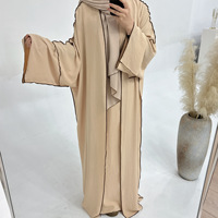 Loriya2024 Ensemble trois pièces sur AliExpress Robe cardigan à garniture de couleur unie Vêtements d'été décontractés pour le Moyen-Orient Turquie Dubaï