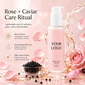 Huile Capillaire Caviar Rose Marque Blanche 100ml Légère Brillance Lisse Anti-frisottis Éclat Nourrissante en Profondeur Adoucit les Pointes Sèches Soin Capillaire - Product Image 1