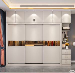 <span class=keywords><strong>Armoire</strong></span> au design moderne <span class=keywords><strong>avec</strong></span> coiffeuse, portes coulissantes en MDF, espace de suspension, écologique, assemblée, pour chambre de villa - Product Image 2