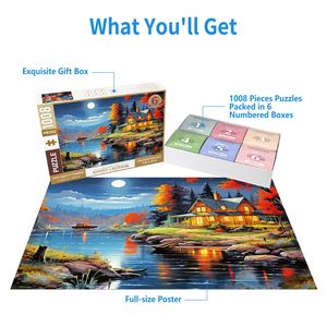 Casse-tête personnalisé en érable de <span class=keywords><strong>1000</strong></span> <span class=keywords><strong>pièces</strong></span> pour adultes, adolescents, enfants, avent, compte à rebours des vacances de 6 jours, casse-tête - Product Image 4