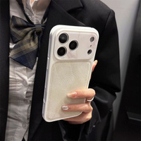 Étui de luxe brillant en tissu denim avec grande fenêtre pour iPhone 18 Pro 17 Pro Max 16 15 14 13, coque antichoc avec cadre en maille rafraîchissante