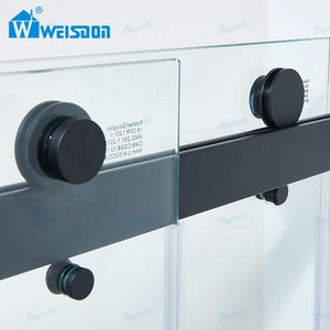 Pantalla de ducha sin marco de acero inoxidable negro mate de alta calidad, pantalla de ducha de <span class=keywords><strong>bañera</strong></span> de vidrio deslizante Doble - Product Image 4