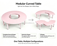 Table d'activités modulaire incurvée, table de jeu combinée en demi-cercle et en forme de S, table ronde d'extérieur pour aire de jeux, café, école maternelle