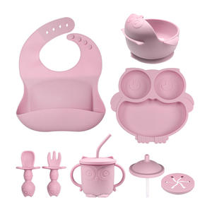 IStapromo Cadeaux Vaisselle pour enfants Alimentation Nourriture Absorbant Bavoir pour bébé Plateau Bol Fourchette Ensemble d'alimentation pour bébé - Product Image 2