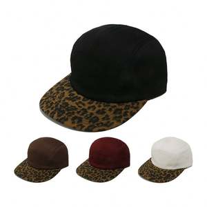 Cheetah Brim 5 Panel Snapback Cap Vintage Women Cotton Hip Hop Street Fashion <b>Flat</b> Brim <b>Hat</b> - Product Image 2