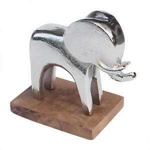 Jaffs Exports JE882 Minimalist Metal <b>Elephant</b> Figurine Handmade Silver Animal Sculpture Tabletop <b>Decor</b> Living Room Art Home - Product Image 1
