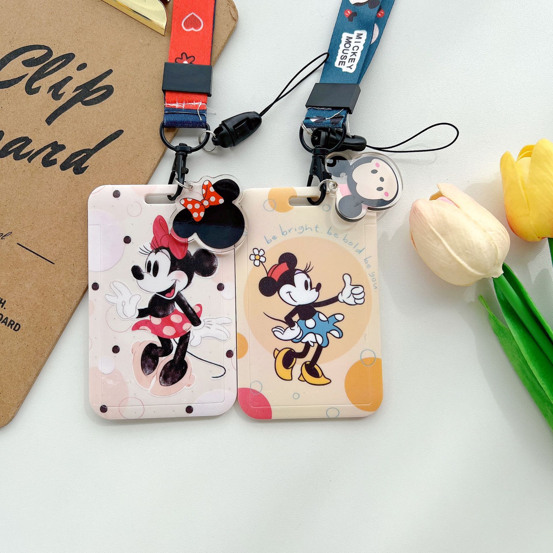 ID Name Badge Lovely Cartoon Duck Bear Mouse Pig Card Holder Cases Student Bus Anti-Lost Card Cover Neck Phone Hanging Lanyards Image 2