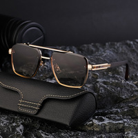 Lunettes de soleil de luxe pour homme en alliage aviation, double pont, sans monture, protection UV400